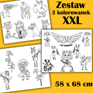 Zestaw 3 kolorowanek XXL – Plater i jej Zwierzaki