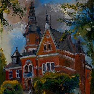 Filipp Chornobrov, Ratusz, Ketshen, Polska 2003, olej na płótnie, 70cm x 50 cm