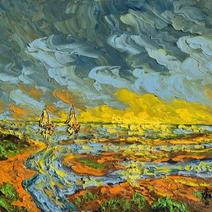 Jerzy Stachura - Odpływ, olej na płótnie 60x80