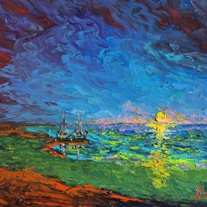 Jerzy Stachura - Morskie impresje - Mielizna, olej na płótnie 60x80