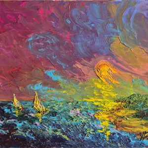 Jerzy Stachura - Impresja morska - O świcie, olej na płótnie 50x70