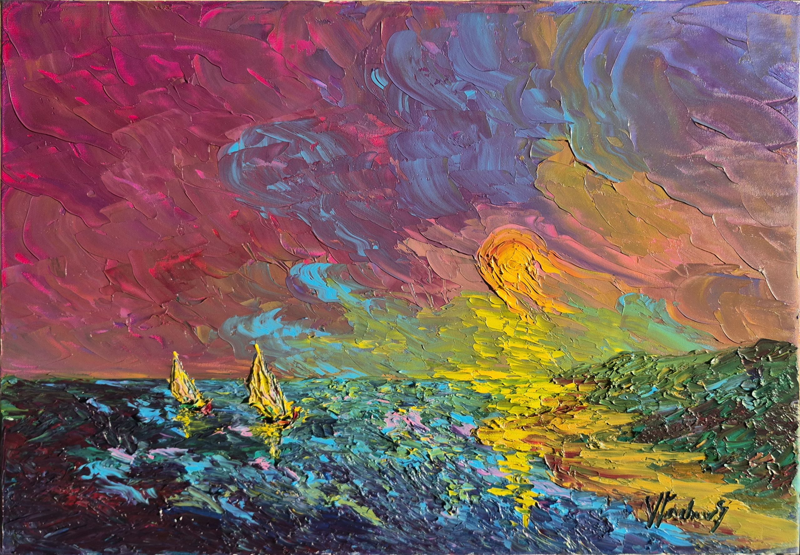 Olej 50 Na 70 Impresja Morska O świcie